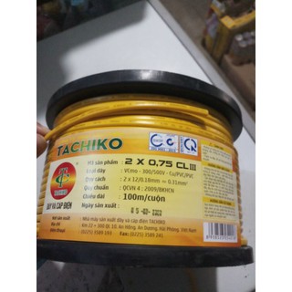 Cuộn 100m dây điện 2 lõi mềm tachiko 0.75 như hình