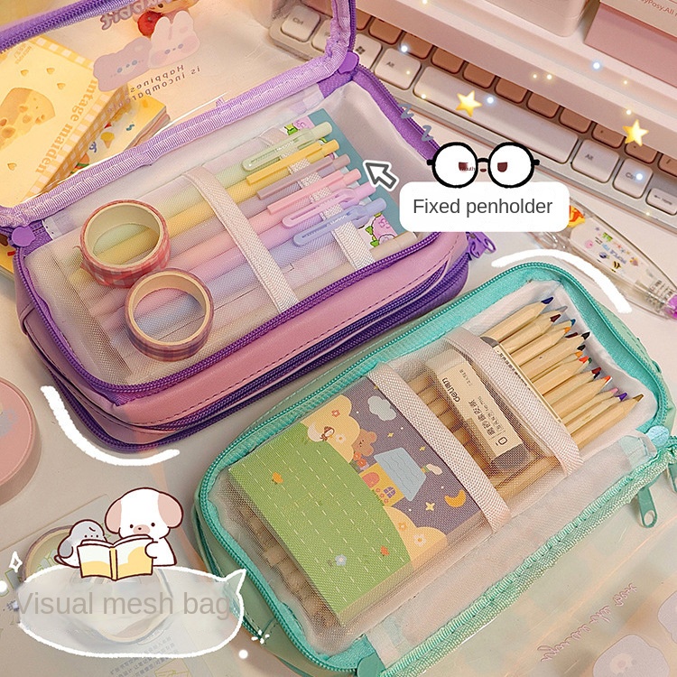 Túi Đựng Bút Trong Suốt Họa Tiết Hoạt Hình Dễ Thương