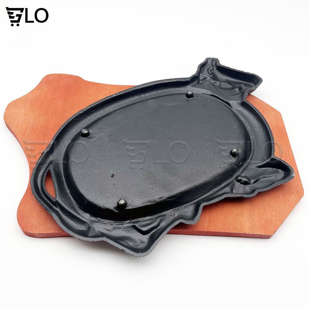 Chảo Gang Bò Bít Tết 28cm Kèm Đế Gỗ