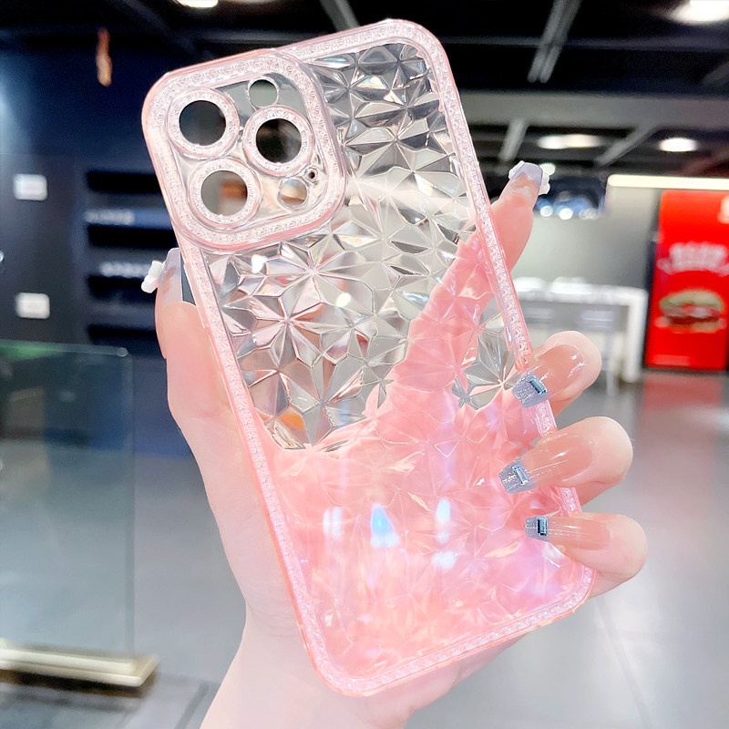 Ốp Điện Thoại Silicon Mềm Trong Suốt Họa Tiết Kim Cương 3D Cho iPhone 14 Pro Max 13 Pro Max 12 MiNi 11 X XS XR 7 8 Plus 6S