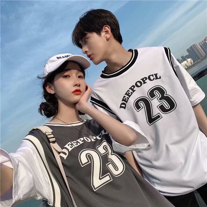 Áo thun tay lỡ form thụng Unisex, Áo phông phối tay số 23 dáng rộng