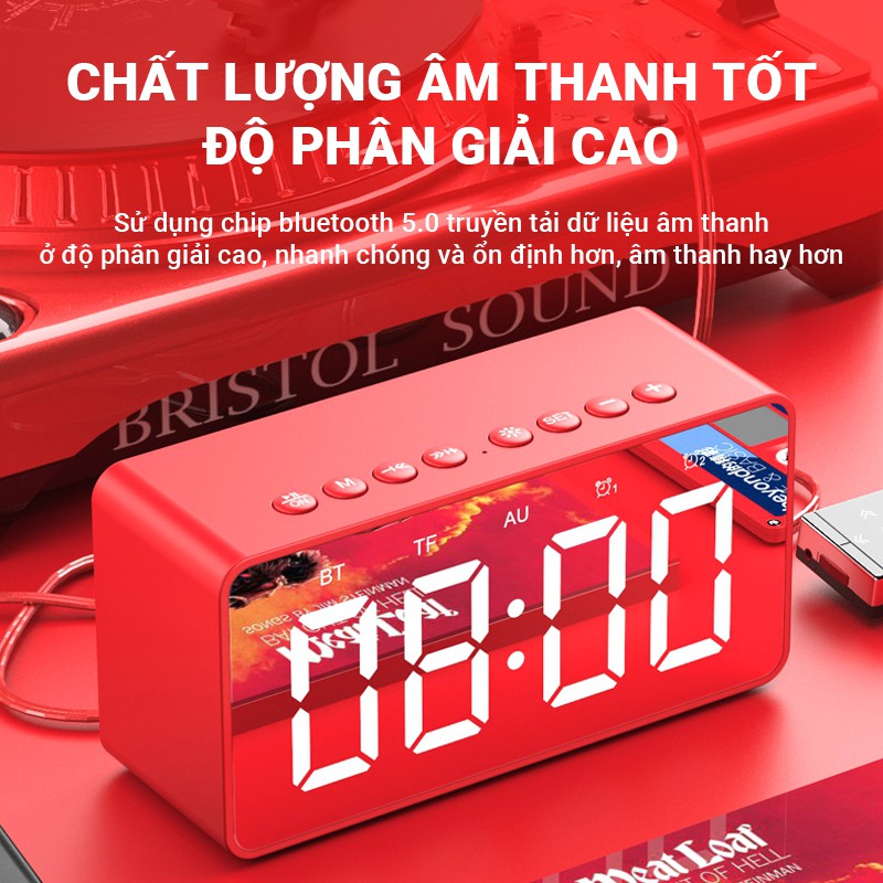 Loa bluetooth đồng hồ Cát Thái BT506 âm thanh sắc nét, âm bass trầm ấm, dung lượng pin lớn, cài đặt 2 khung giờ báo thức