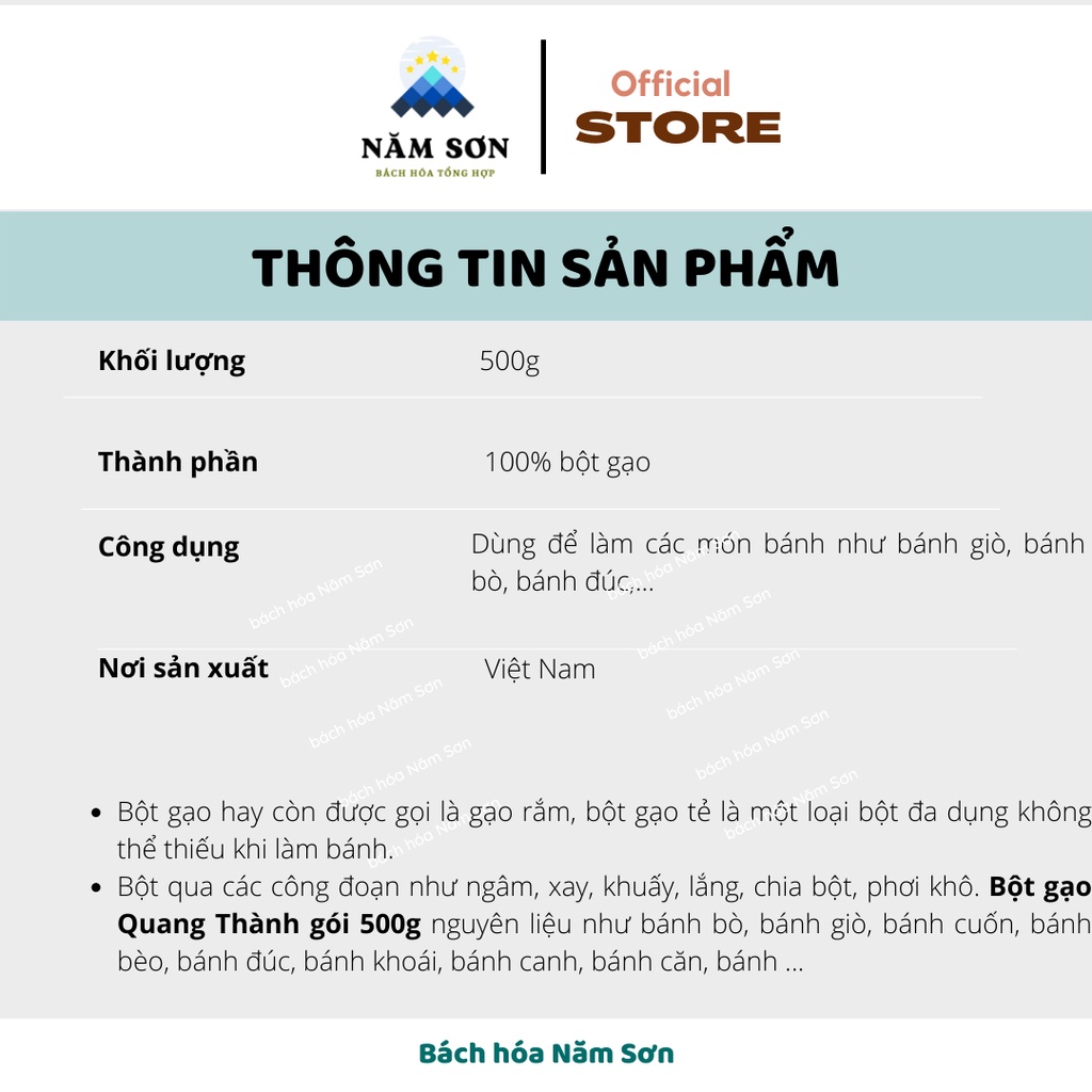 Bột gạo tinh khiết hảo hạn Quang Thành AAA