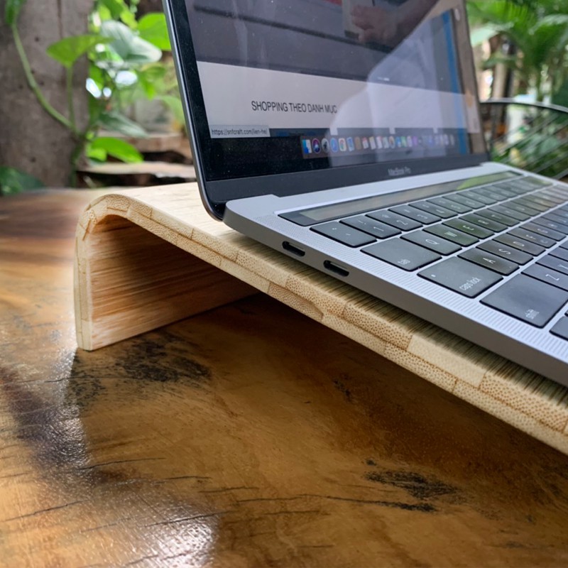 Kệ đỡ laptop, Đáy đỡ latop bằng gỗ tre kết hợp inox 304 hỗ trợ tản nhiệt và thân thiện môi trường - Hàng Việt Nam