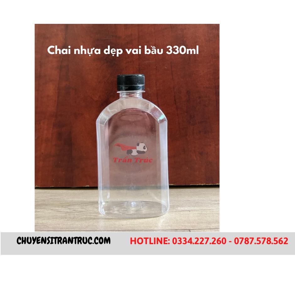 Combo 50 Chai Nhựa Dẹp Vai Bầu 330ml✓Bình Đựng cà phê muối, trà sữa - ChuyenSiTranTruc