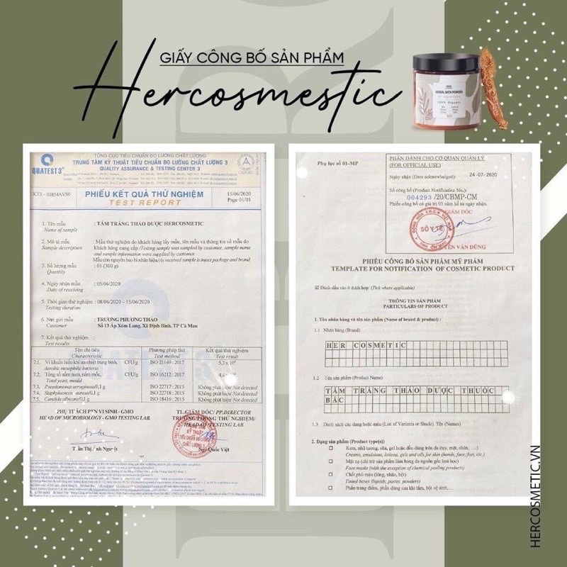 ❤️ Gói Tắm Trắng Thảo Dược HER COSMETIC 50g