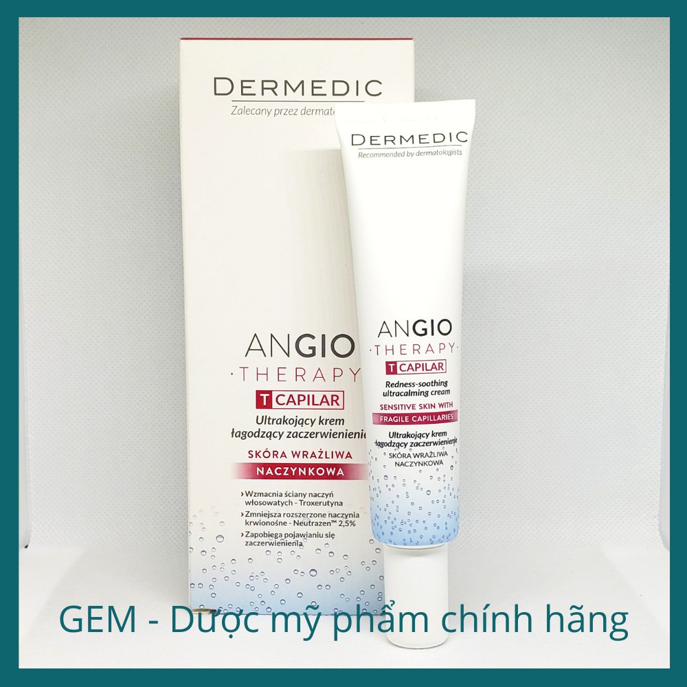 Kem dưỡng làm mềm, ngăn đỏ da DERMEDIC Angio Therapy T-Capilar Ultra Soothing, Anti-redness Cream