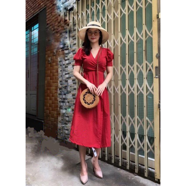 Váy maxi lụa habutai vạt đắp chéo thắt dây điều chỉnh eo (ảnh thật) (Cam kết hàng y hình) VP3NT150XT
