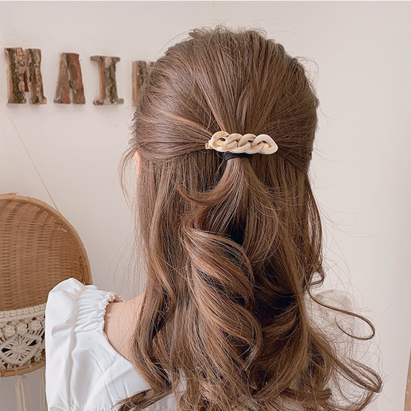 Kẹp Tóc Dạng Mỏ Vịt Đính Đá Ngọc Trai Acrylic Hàn Quốc Đơn Giản