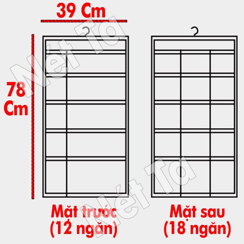 Túi đựng đồ lót, tất vớ 2 mặt 30 ngăn siêu tiện dụng, có móc treo tủ quần áo,treo tường nhiều ngăn tiết kiệm không gian