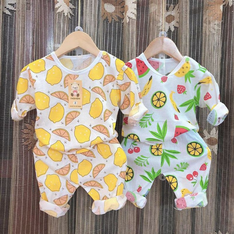 Bộ Cotton Dài Tay Cho Bé 6-15 Kg | BigBuy360 - bigbuy360.vn