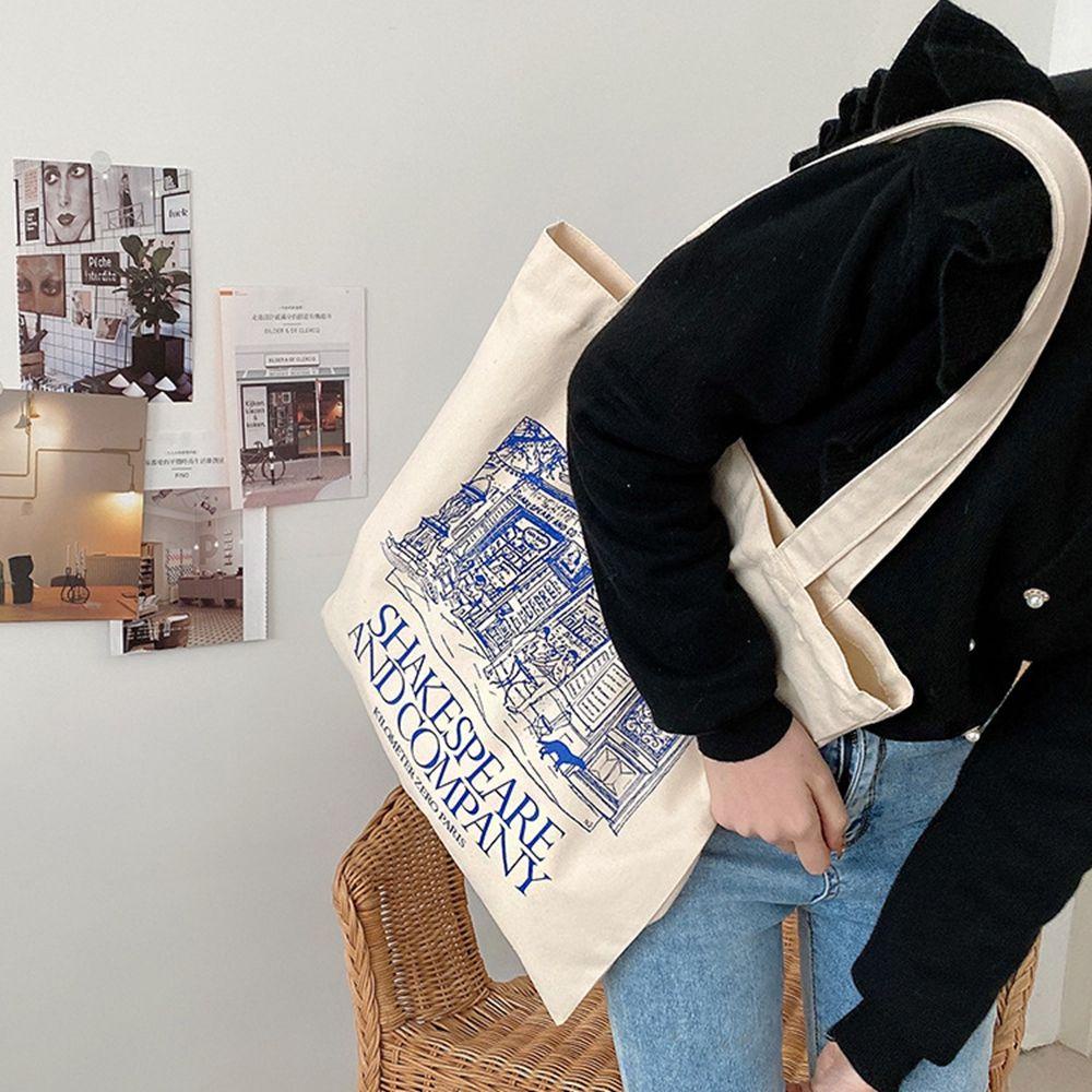 IVORY Túi Tote Đeo Vai In Họa Tiết Dễ Thương Thời Trang Cho Học Sinh / Nhân Viên Văn Phòng