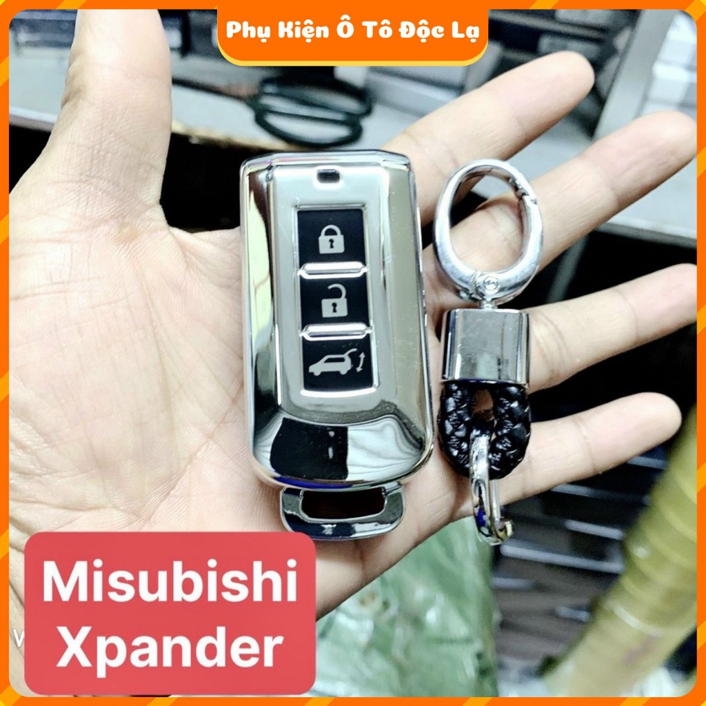 Bao Da Chìa Khóa Inox Mạ Crom Mitsubishi XPander oulander cao Cấp - tặng móc khóa inoc cao cấp