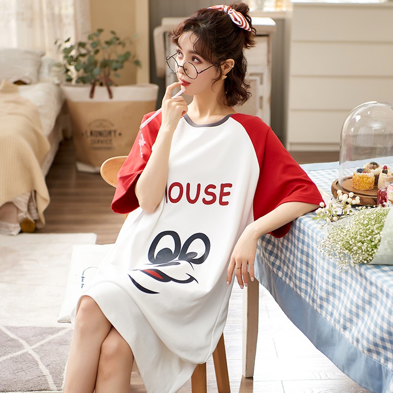 Đầm Thun Cotton Ngắn Tay Thời Trang Hè 2021 Phong Cách Năng Động Cho Nữ