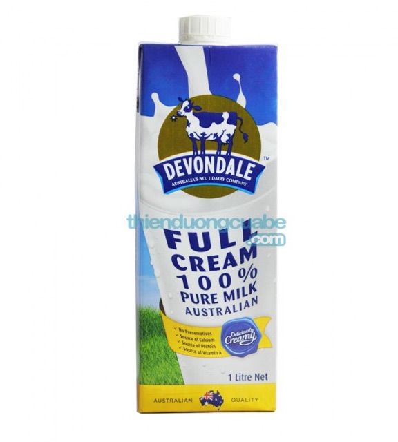Sữa Tươi Devondale Nguyên Kem( Full Cream) 1L (10 Hộp/Thùng)