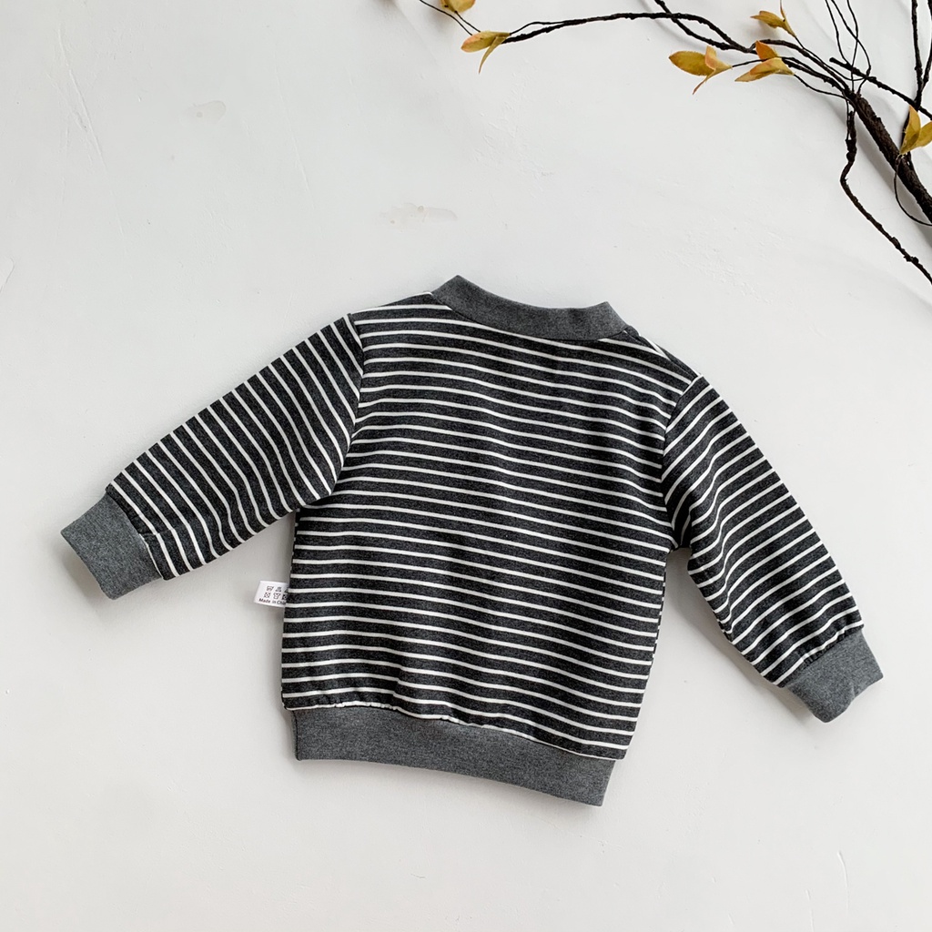 Áo Khoác Cardigan Mỏng Tay Dài Họa Tiết Kẻ Sọc Thời Trang Cho Trẻ Em