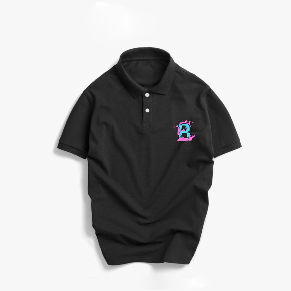 ÁO THUN POLO CẶP IN HÌNH BAD LỬA CỔ TRỤ 2 MÀU TRẮNG ĐEN UNISEX NAM NỮ!!!