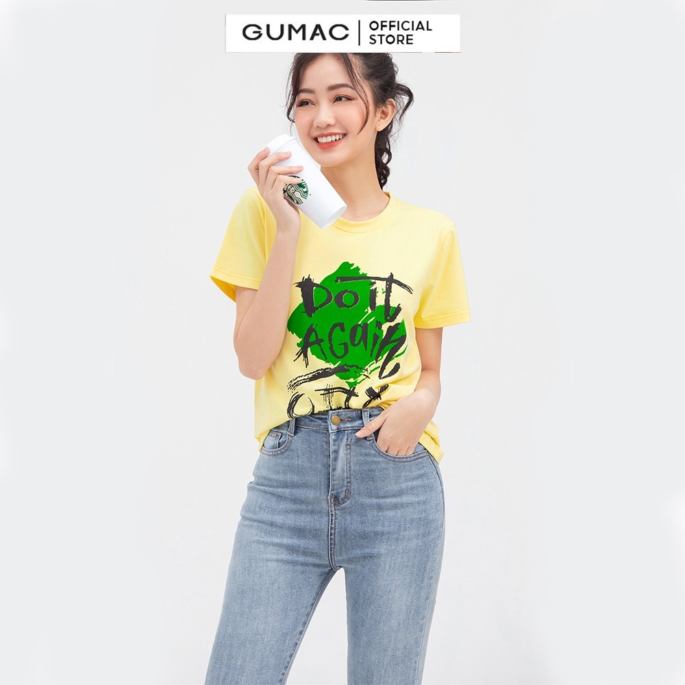 Áo thun nữ cổ tròn thời trang GUMAC thiết kế in chữ Do it again nhiều màu, đủ size cá tính trẻ trung đẹp cực chất ATB836