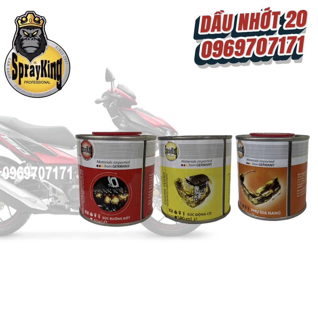 Combo Vệ sinh kim phun buồng đốt sprayking, vệ sinh động cơ sprayking, nano bảo vệ động cơ sprayking