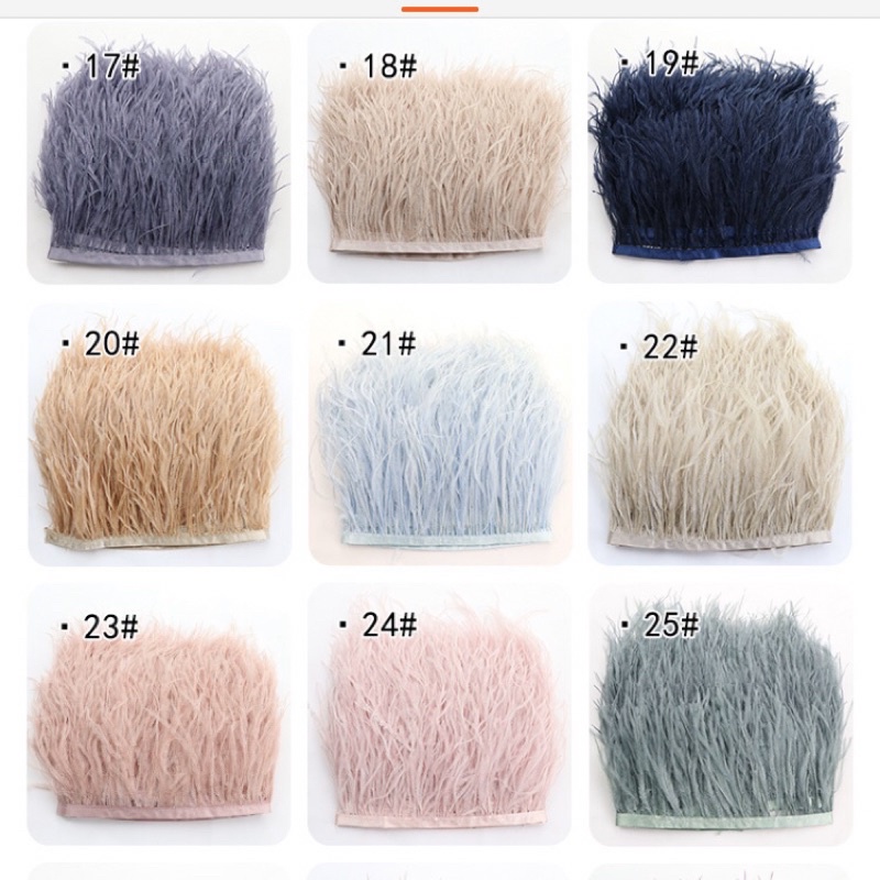 Lông vũ ,lông đà điểu ,phụ kiện may mặc kích thước 10-15cm đủ màu