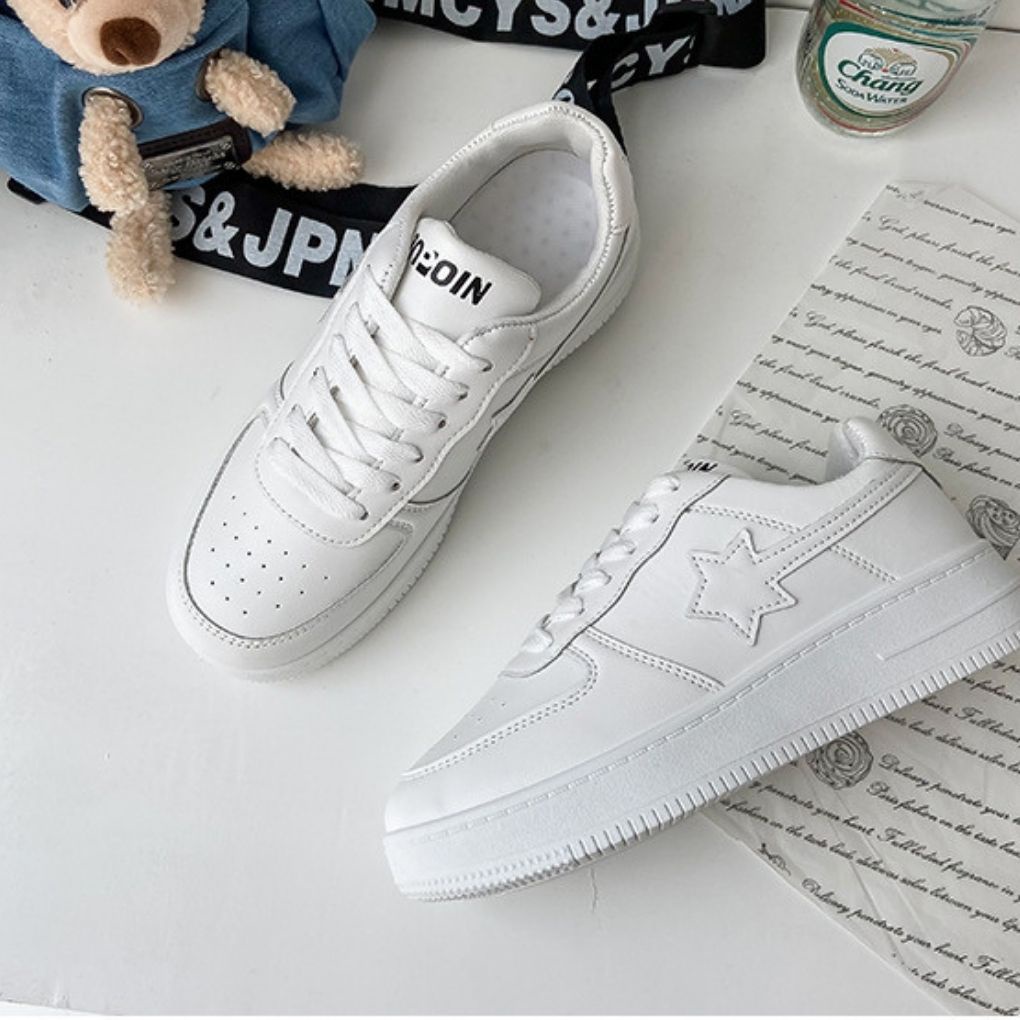 Giày nam nữ thể thao sneaker ngôi sao chất liệu da mềm, đế cao su 3cm siêu êm - Zenb