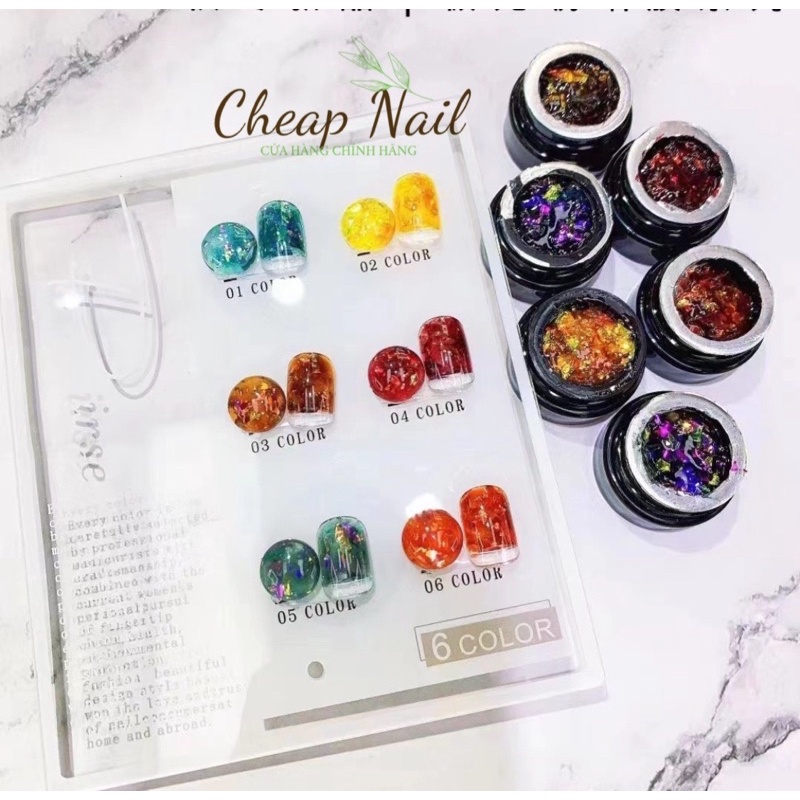 Gel hổ phách set 6 hũ tặng kèm bảng màu - Cheap Nail