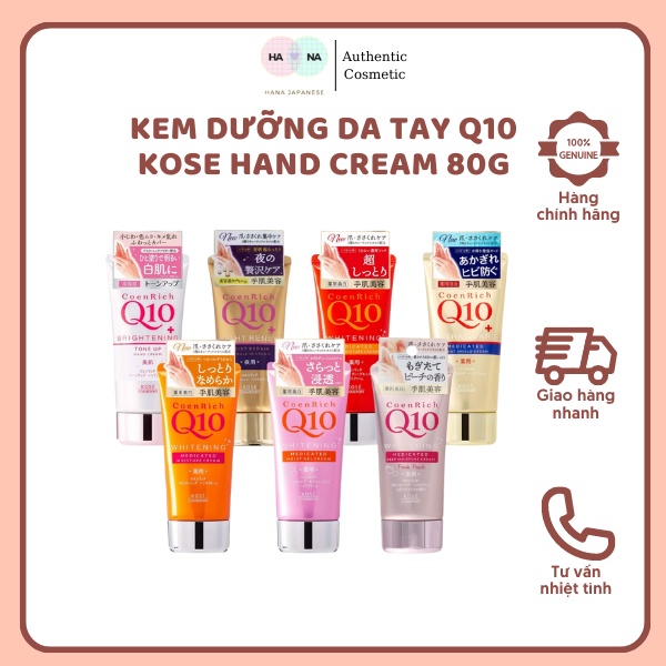 Kem Dưỡng Da Tay Q10 Kose Hand Cream Nhật Bản Giúp Làm Mềm Mịn, Trắng Sáng Tuýp 80g