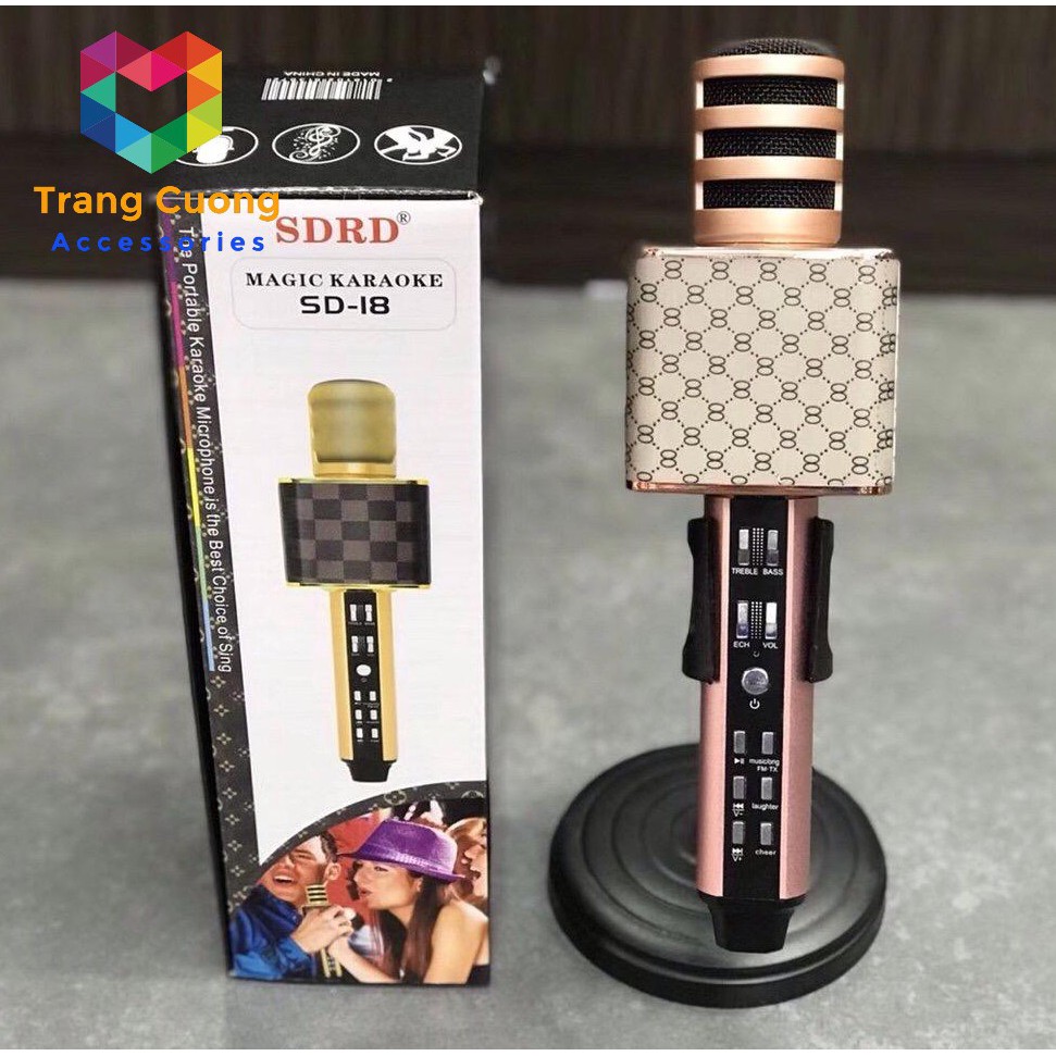 [Mã ELMS5 giảm 7% đơn 300k] [FREESHIP] MIC hát Karaoke Bluetooth Kèm Loa SD-18 - CHẤT ÂM TUYỆT VỜI - BẢO HÀNH 12 THÁNG