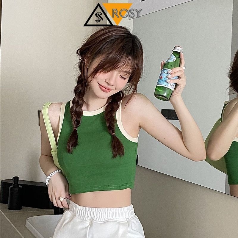 Áo Croptop Ba Lỗ Viền Nữ NGƯỢC Trơn Ôm Body Chất Tốt, Áo CRT Kiểu nữ ôm thun gân mềm mát