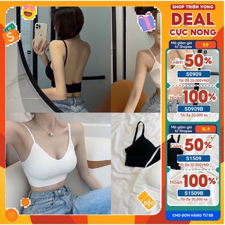 Áo bra nữ gân tăm 2 dây khoét lưng chữ U nhiều màu mã 367