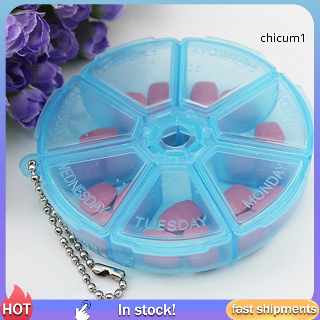 [Hàng mới về] Hộp nhựa tròn 7 ngăn đựng thuốc tiện dụng