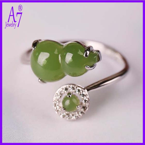 Nhẫn Hở Điều Chỉnh Được Bằng Đá Ngọc Bích Trắng Bạc S925 Phong Cách Cổ Điển Cho Nam Và Nữ