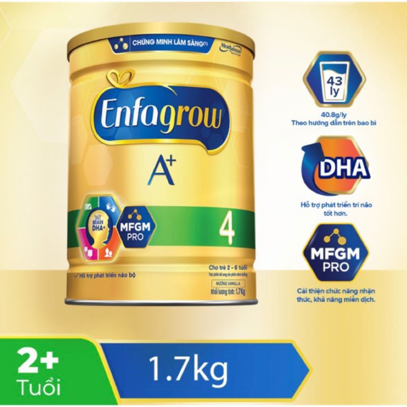 (Hsd T4/2023) Sữa bột Enfagrow A+ 4 1700g cho bé Thông minh