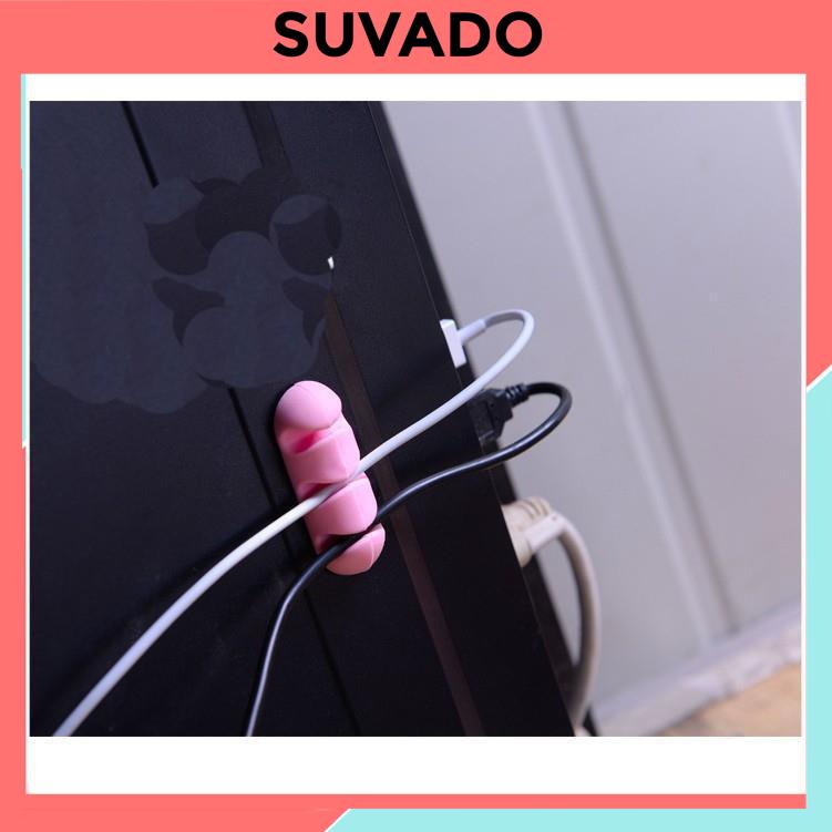 Kẹp Dây Điện Dán Tường Cố Định Chống Rối Giữ Dây Cáp Sạc Silicone 3 Lỗ Tiện Dụng A629 SUVADO