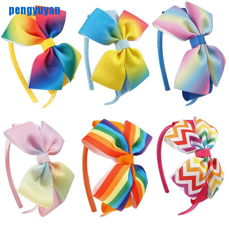 Băng Đô Nơ Màu Cầu Vồng Dễ Thương Xinh Xắn