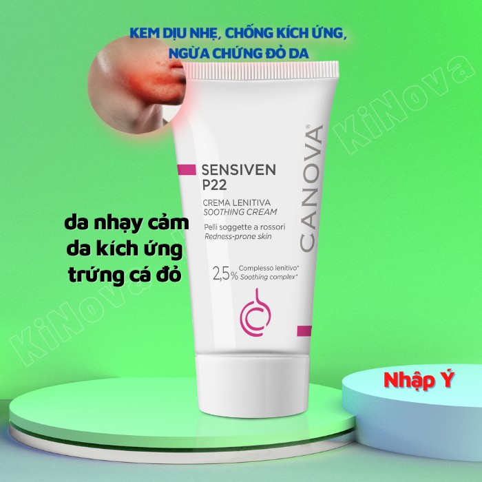 Kem dưỡng da dịu nhẹ chống kích ứng đỏ da cho da nhạy cảm CANOVA SENSIVEN P22 giảm nhăn và ngăn ngừa lão hóa - Nhập Ý