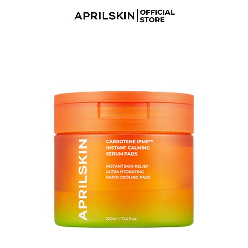 Tinh chất dạng miếng Aprilskin Carrotene IPMP™ Instant Calming Serum Pads Hộp 80 miếng /220ml, đi kèm kẹp gắp