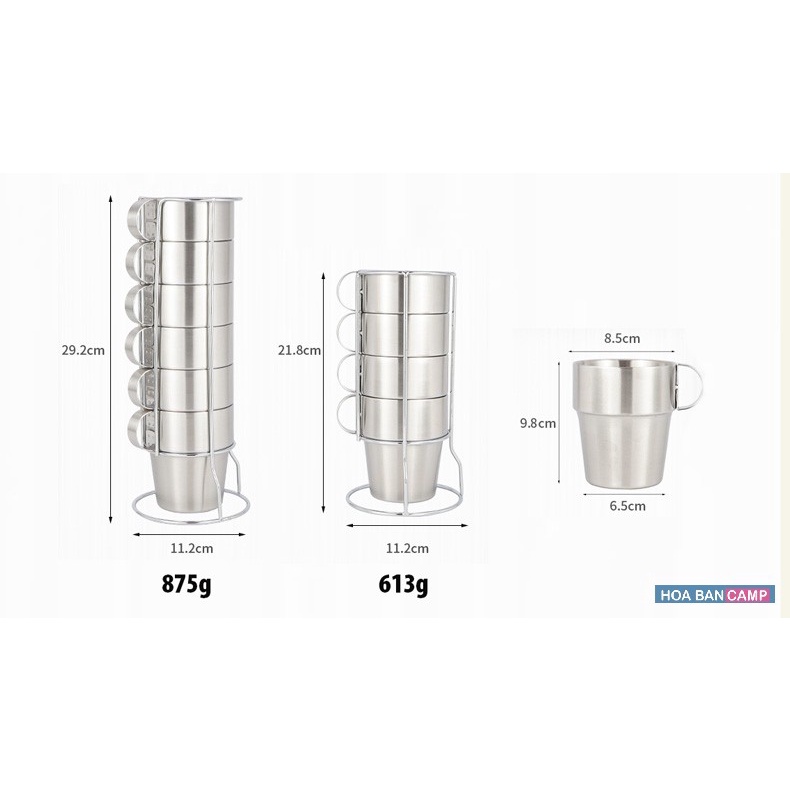 Bộ 4-6 Cốc Dã Ngoại, Cắm Trại 2 Lớp - Cách Nhiệt