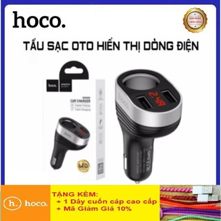 Tẩu Sạc Ô Tô Hoco Z29💎2 CỔNG USB💎Cốc Sạc Xe Hơi 2.4A Dual USB Bộ Chia Sạc Có Màn Hình LCD Hiển Thị - BH Chính Hãng