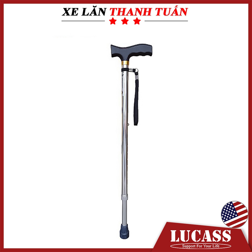 Gậy 1 chân Lucass Y-20/Y590 có thể điều chỉnh chiều cao, Inox - Hỗ trợ người cao tuổi đi lại dễ dàng