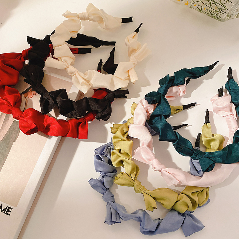 Cài tóc vải nơ satin mát mẻ mùa hè thời trang Hàn Quốc