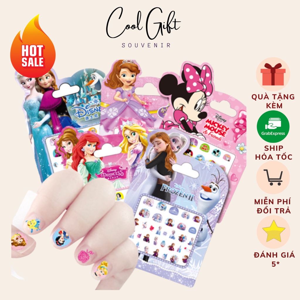 Bộ Dán Móng Tay Cho Bé 35 Chi Tiết Hình Công Chúa Hoạt Hình Đáng Yêu Cho Bé - Coolgift