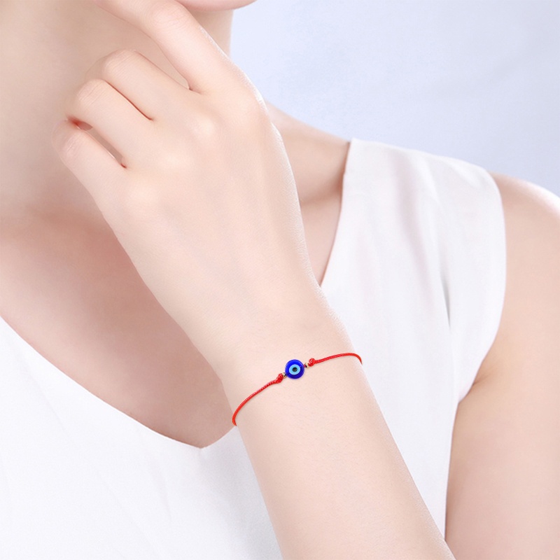Vòng Đeo Tay May Mắn Bện Dây Đỏ Mặt Hình Mắt Quỷ
