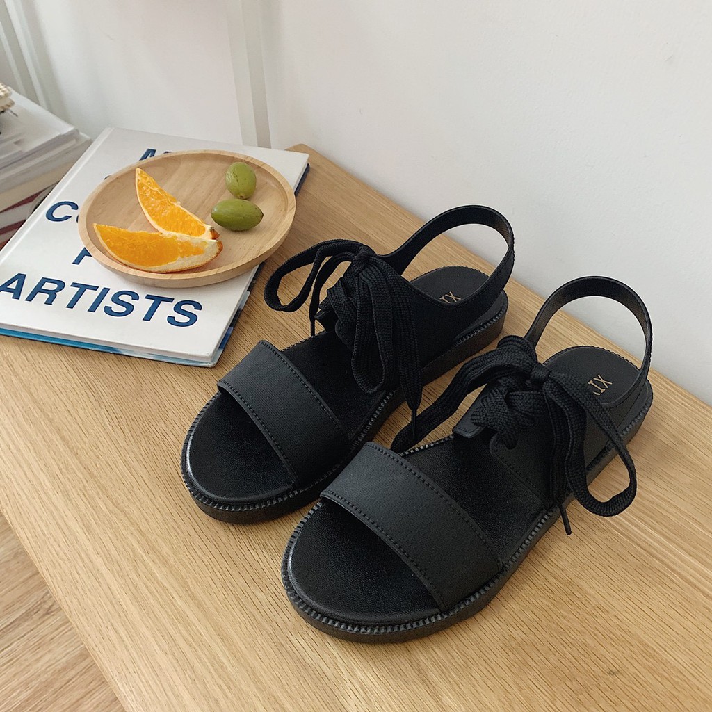 (Free Ship) Sandal nữ giá rẻ đẹp 2 quai nơ chất cao su dẻo cực xinh mã 05