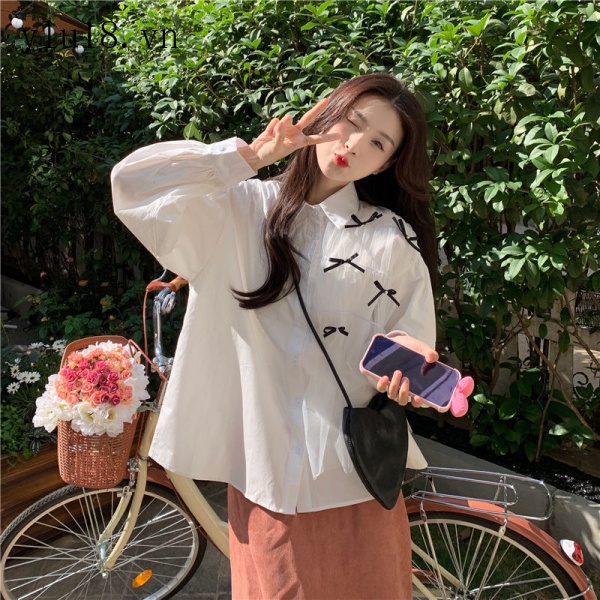 Áo Sơ Mi Xanh Dương Tay Dài Phong Cách Pháp Thời Trang Mùa Xuân 2022 Mới Cho Nữ