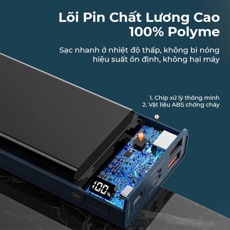 Pin sạc dự phòng Remax RPP 108 sạc nhanh 22,5W dung lượng 20.000mAh có đèn led báo dung lượng pin