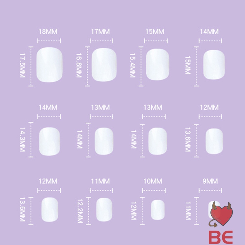 YADORNOS Set 24 móng tay giả dáng ngắn màu trắng trơn bóng phong cách Pháp cho nữ