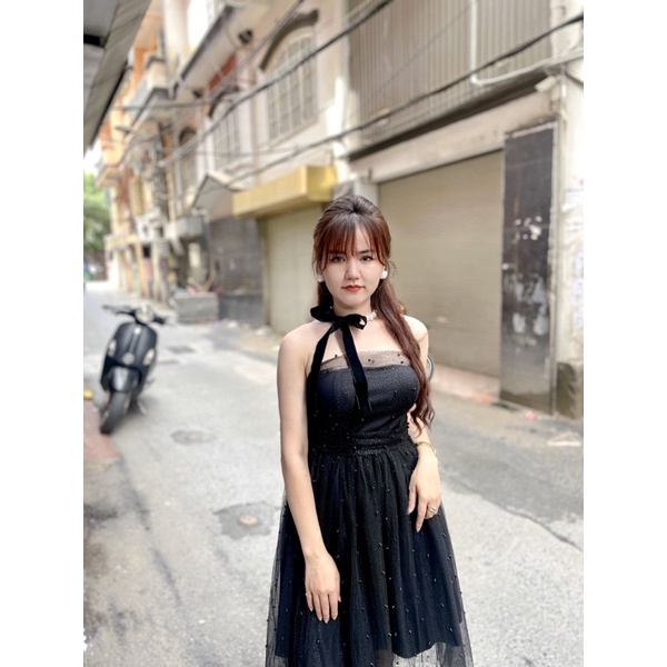 vòng cổ chocker thắt nơ đen quý phái sang trọng