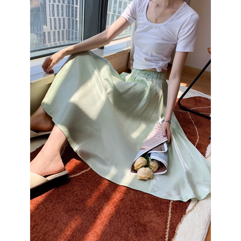 [Mã SKAMLTS7 giảm 10% đơn 150K] Chân váy lụa xinh - Hàng Quảng Châu mềm mịn siêu đẹp sang chảnh ảnh thật + video