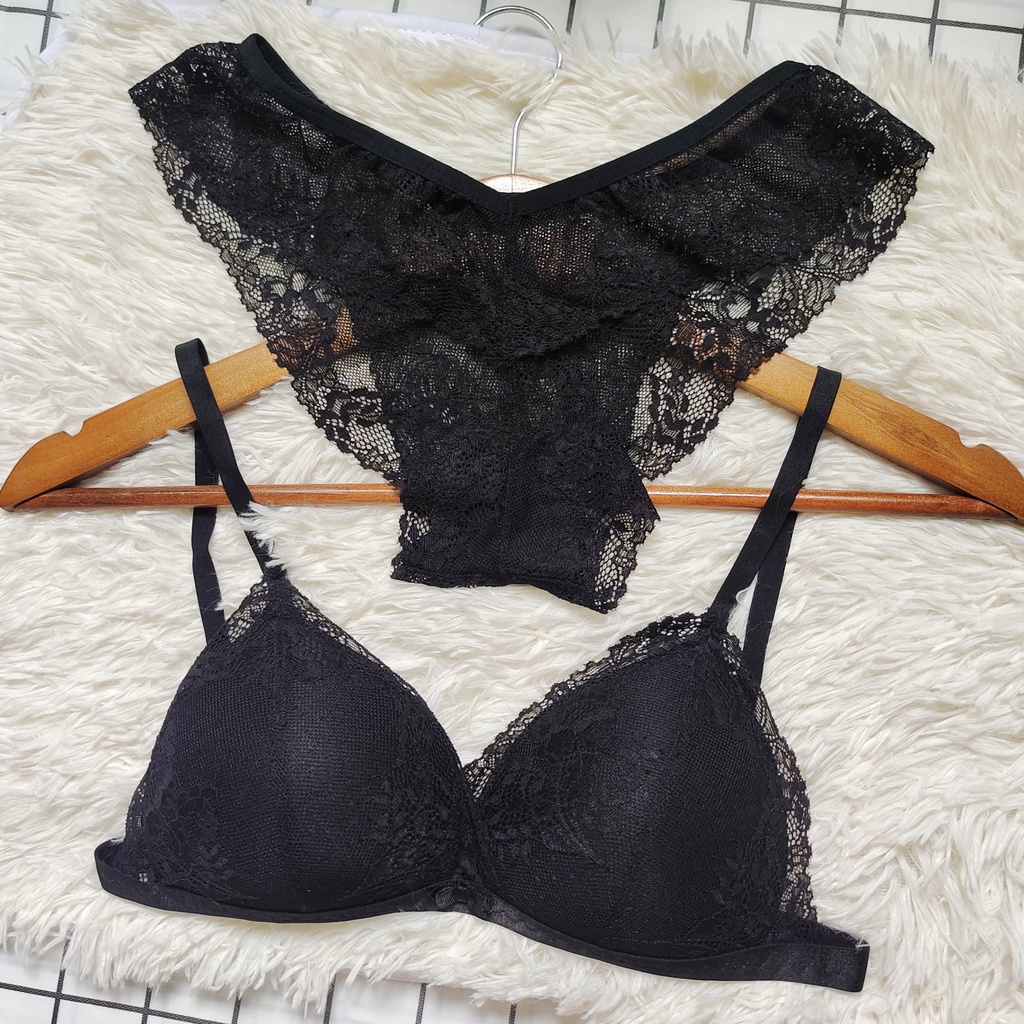 Set Bra - Bralette ren sexy không gọng, mút mỏng - Màu đen - NY02 | BigBuy360 - bigbuy360.vn